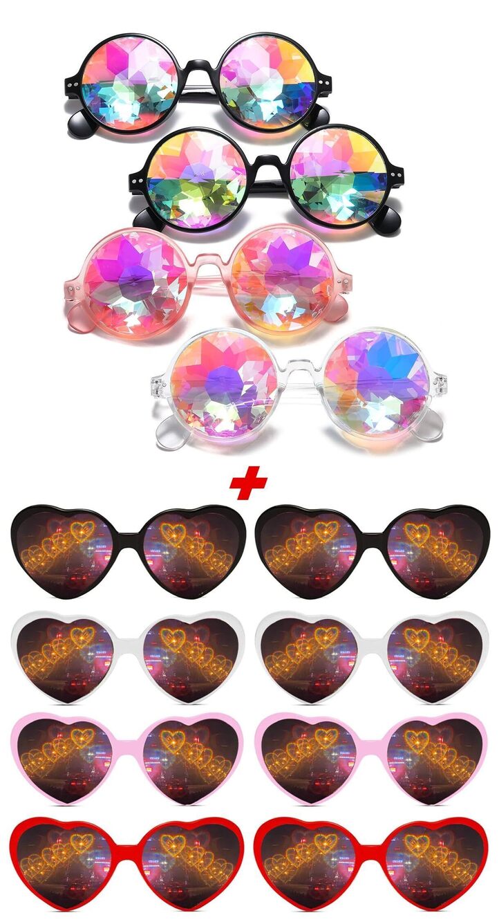 4649 Kaleidoscope diffraction glasses plust heart shape Festival Party